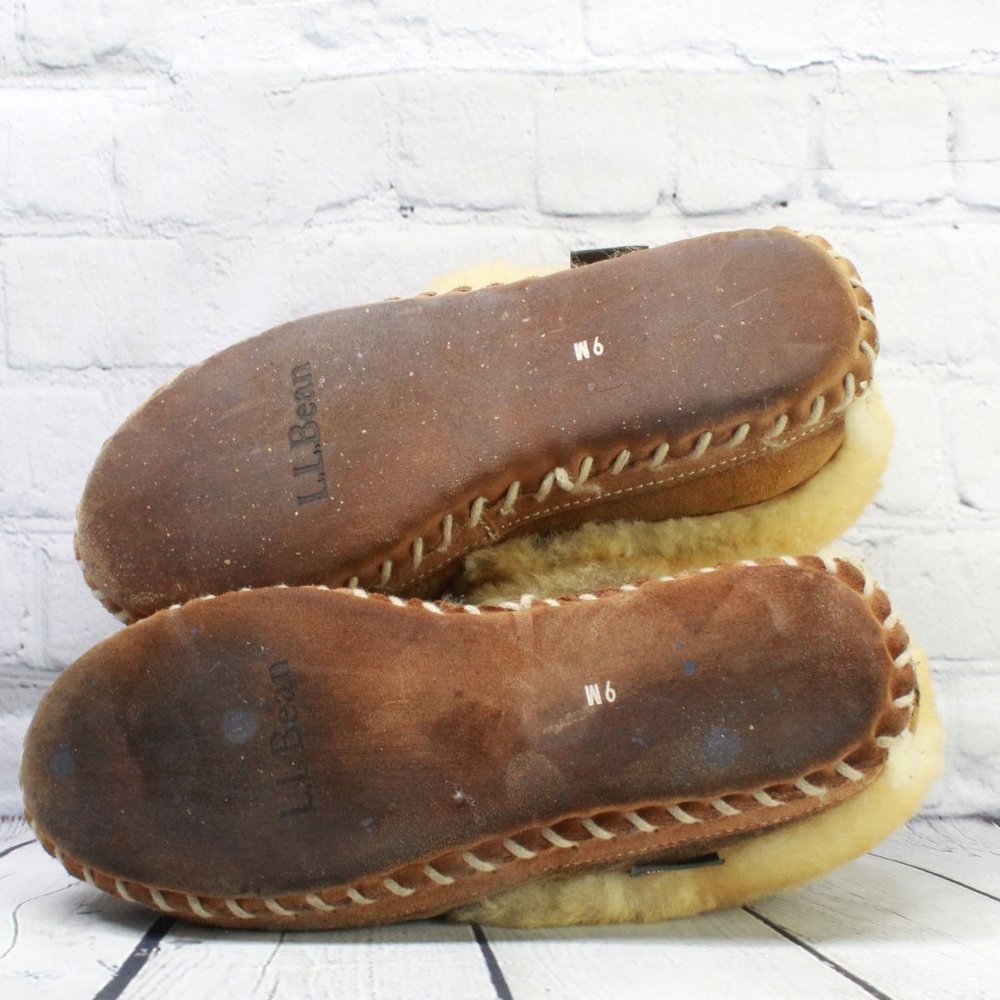 LL BEAN Lined Wicked Good Moccasin Slippers Sz 9 - Picture 6 of 9